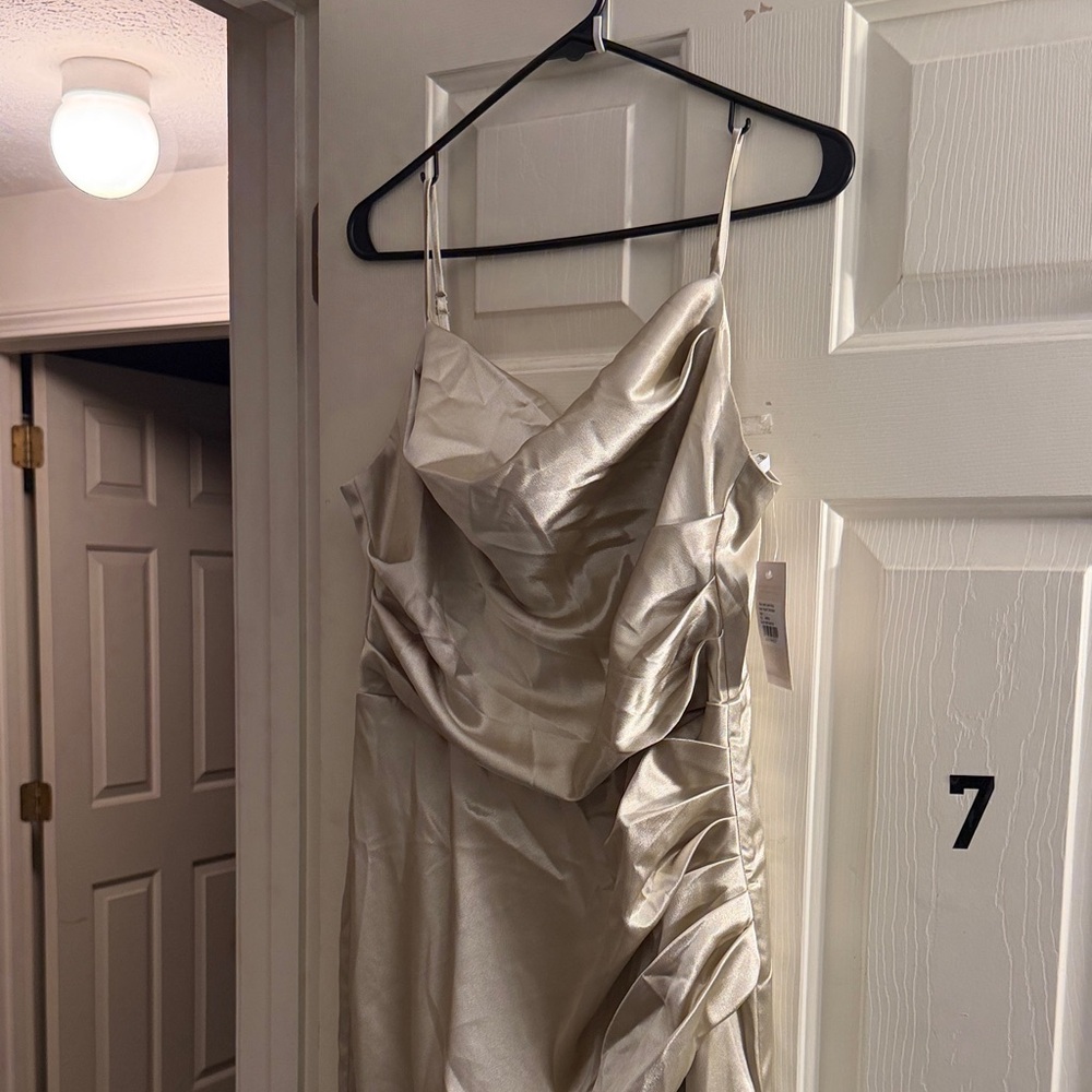 Birdy Grey Shiny Neutral Champagne Bridesmaid Dress